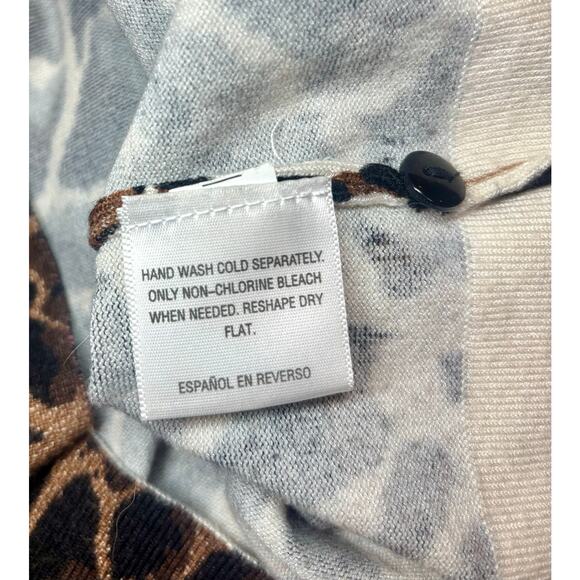 Charter Club Brown Animal Print Cardigan Button Front Soft Knit Sweater Size M - Picture 5 of 5